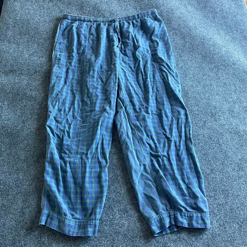 High Sierra Mens Blue Green‎ Plaid Flannel Pajama Pants XL Cotton RN48557